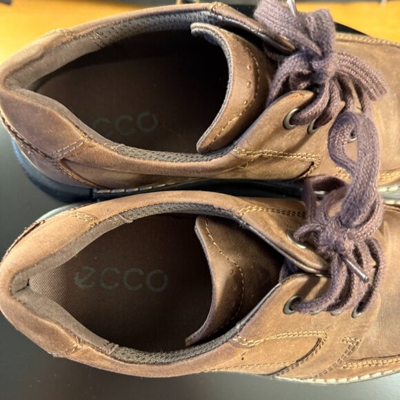 ECCO Brown Leather Lace-Up Shoes Classic Comfort Style - Picture 4 of 5